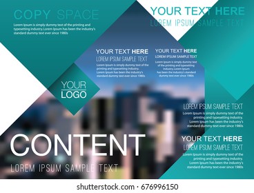 Presentation layout design template, Business Financial for background, Blur city background, Flat style vector illustration artwork.