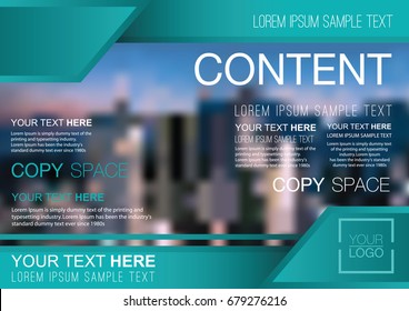 Presentation layout design template, Business Financial for background, Blur city background, Flat style vector illustration artwork.