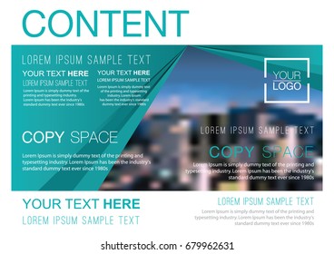 Presentation layout design template, Business Financial for background, Blur city background, Flat style vector illustration artwork.