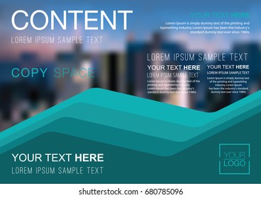 Presentation layout design template, Business Financial for background, Blur city background, Flat style vector illustration artwork.