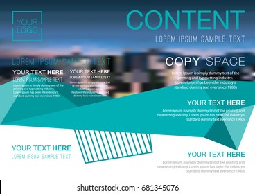 Presentation layout design template, Business Financial for background, Blur city background, Flat style vector illustration artwork.
