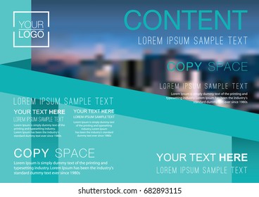 Presentation layout design template, Business Financial for background, Blur city background, Flat style vector illustration artwork.