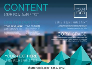 Presentation layout design template, Business Financial for background, Blur city background, Flat style vector illustration artwork.