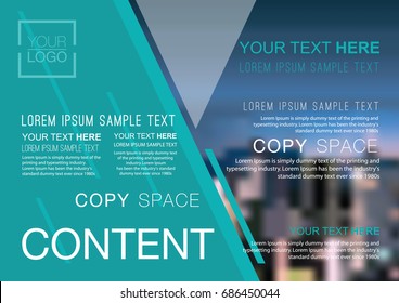 Presentation layout design template, Business Financial for background, Blur city background, Flat style vector illustration artwork.