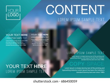 Presentation layout design template, Business Financial for background, Blur city background, Flat style vector illustration artwork.