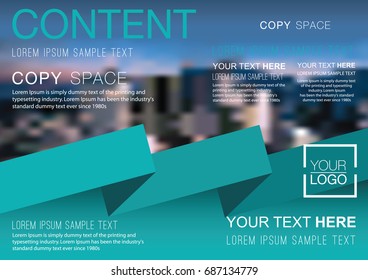 Presentation layout design template, Business Financial for background, Blur city background, Flat style vector illustration artwork.