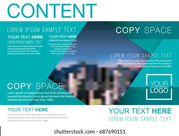 Presentation layout design template, Business Financial for background, Blur city background, Flat style vector illustration artwork.