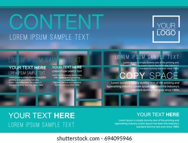 Presentation layout design template, Business Financial for background, Blur city background, Flat style vector illustration artwork.