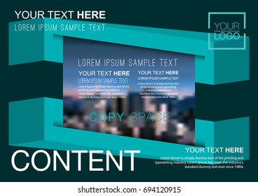 Presentation layout design template, Business Financial for background, Blur city background, Flat style vector illustration artwork.