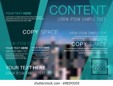 Presentation layout design template, Business Financial for background, Blur city background, Flat style vector illustration artwork.