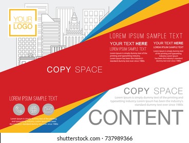 Presentation layout design template, Business Financial for background, Building city illustration background, 4 multi color design, Flat style vector illustration artwork.