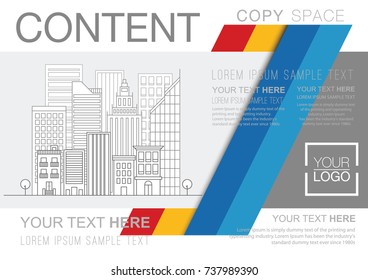 Presentation layout design template, Business Financial for background, Building city illustration background, 4 multi color design, Flat style vector illustration artwork.