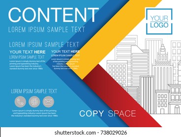 Presentation layout design template, Business Financial for background, Building city illustration background, 4 multi color design, Flat style vector illustration artwork.