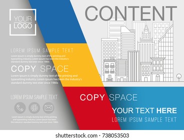 Presentation layout design template, Business Financial for background, Building city illustration background, 4 multi color design, Flat style vector illustration artwork.
