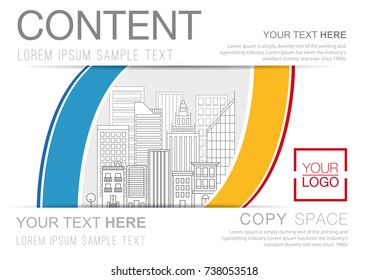 Presentation layout design template, Business Financial for background, Building city illustration background, 4 multi color design, Flat style vector illustration artwork.