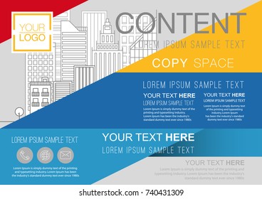 Presentation layout design template, Business Financial for background, Building city illustration background, 4 multi color design, Flat style vector illustration artwork.