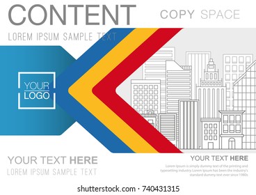 Presentation layout design template, Business Financial for background, Building city illustration background, 4 multi color design, Flat style vector illustration artwork.