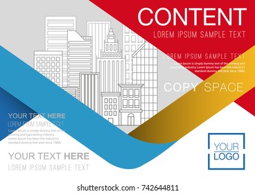 Presentation layout design template, Business Financial for background, Building city illustration background, 4 multi color design, Flat style vector illustration artwork.