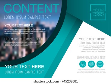 Presentation layout design template, Business Financial for background, Blur city background, Flat style vector illustration artwork.
