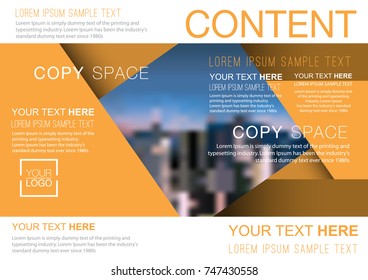 Presentation layout design template, Business Financial for background, Blur city background, Dark gold color tone, Flat style vector illustration artwork.