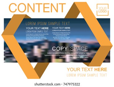 Presentation layout design template, Business Financial for background, Blur city background, Dark gold color tone, Flat style vector illustration artwork.