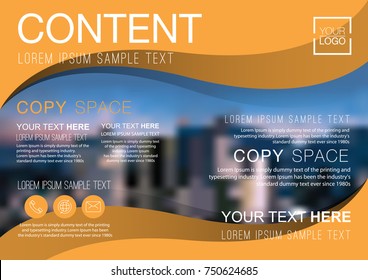 Presentation layout design template, Business Financial for background, Blur city background, Dark gold color tone, Flat style vector illustration artwork.
