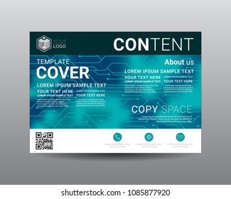 Presentation layout design template, Flyer Design, Annual report, Cover design template, Science technology concept, Flat style vector illustration artwork A4 size.
