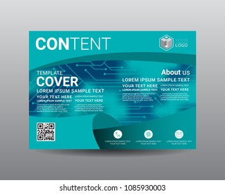 Presentation layout design template, Flyer Design, Annual report, Cover design template, Science technology concept, Flat style vector illustration artwork A4 size.