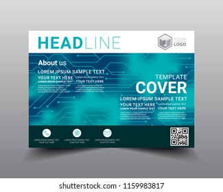 Presentation layout design template, Flyer Design, Annual report, Cover design template, Science technology concept, Flat style vector illustration artwork A4 size.