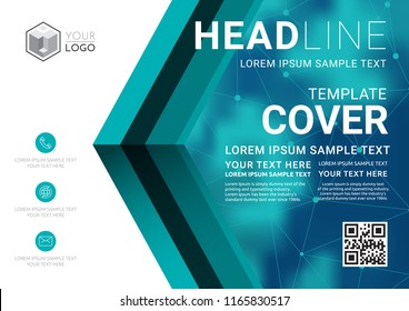 Presentation layout design template, Flyer Design, Annual report, Cover design template, Science technology concept, Flat style vector illustration artwork A4 size.