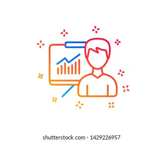 Presentation line icon. Education board sign. Lecture with Charts symbol. Gradient design elements. Linear presentation icon. Random shapes. Vector