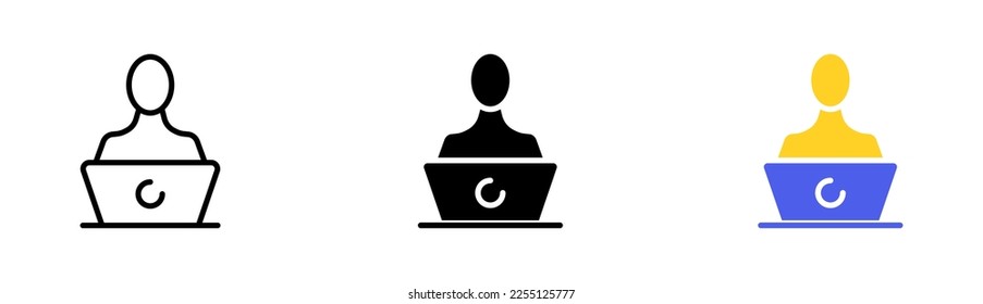 Icono de la línea de presentación. Discurso, decir, trabajo en equipo, rotafolios, trabajo, informe, estadísticas, podio, gráfico, hombre, gente. Concepto de negocio. Icono de vector en línea, estilo negro y colorido sobre fondo blanco