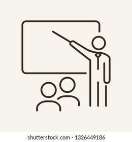 Presentation line icon. Teacher, class, training. Education concept. Can be used for topics like school, speaker, lecture