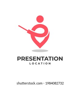 Presentation Location Logo Simple. Pin map + Person Presenting