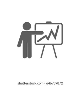 Presentation man and graph icon in trendy flat style isolated on white background. Symbol for your web site design, logo, app, UI. Vector illustration, EPS