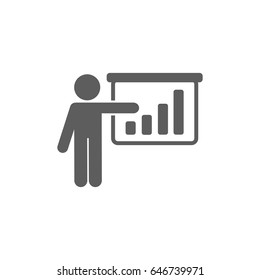 Presentation man and graph icon in trendy flat style isolated on white background. Symbol for your web site design, logo, app, UI. Vector illustration, EPS