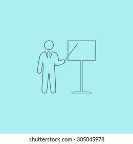 Presentation Man Standing Pointer Simple Outline Stock Illustration ...