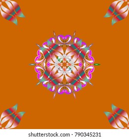 Presentation with mandala. Colored layout on orange, pink colors. Modern vector template for brochure leaflet flyer cover catalog magazine or annual report. Business, technology design book layout.
