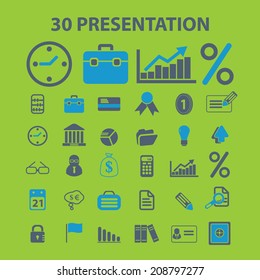 presentation, marketing icons set, vector