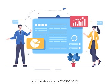 Presentation Marketing Planning Cartoon Vector Illustration. Businessman Plan Strategy and Business Meeting to Carry out the New Project Concept