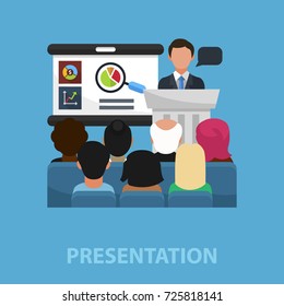 Presentation meeting flat concept. Vector illustration. Element template for design.