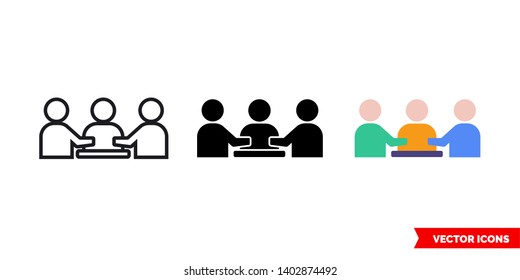 Presentation meeting icon of 3 types: color, black and white, outline. Isolated vector sign symbol.