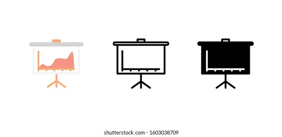 Presentation meeting icon. Business flat, silhouette, line vector illustration on white background