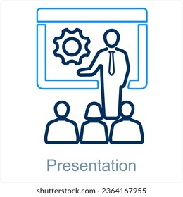 Concepto de icono de presentación y reunión