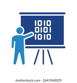 Presentation mini illustration dual tone blue color icon, use for machine learning, education, technology industry, UI, UX kit, app and web development, digital or print.