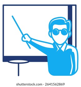 Presentation Mode icon represented by man presenting Dualtone style.