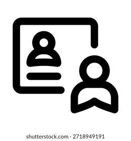 Presentación Icono de línea moderna. Profesional de Vector mínimo que representa la sesión informativa de presentación de diapositivas y la comunicación comercial.
