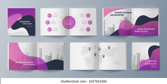 Presentation modern vector template for square brochure, leaflet, flyer, cover, catalog, magazine or annual report . Business, science and technology design book layout. Technology design book layout