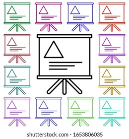 Presentation multi color style icon. Simple thin line, outline vector of education icons for ui and ux, website or mobile application