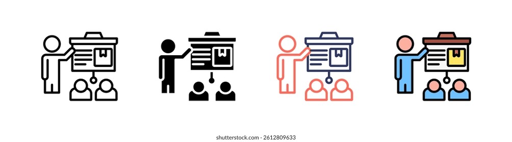 Presentation Multi Style Icon Set Vector